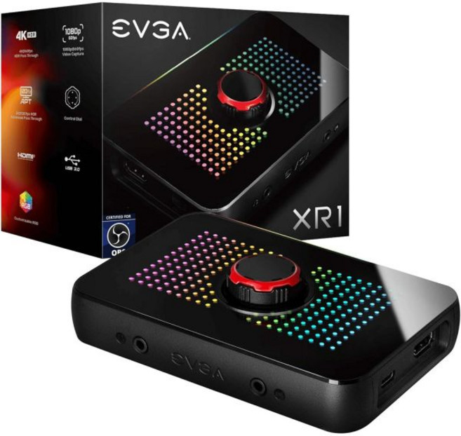 EVGA XR1 캡처 카드 OBS 인증 USB 3.0 장치 4K 패스스루 ARGB 오디오 믹서(PC PS5 PS4 Xbox 시리즈 X와 S One 닌텐도 스위치)