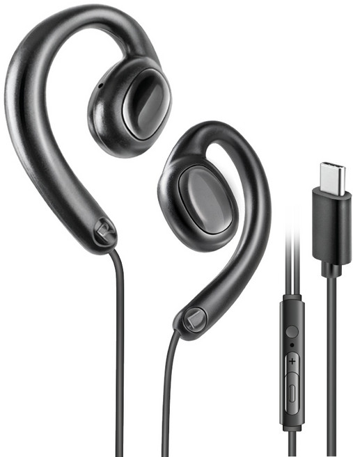 삼성 갤럭시 S26/S25/S24/S23/S22/S21/S20/S10 추천 스포츠 오픈핏 귀걸이형 C타입 유선 이어폰, 블랙