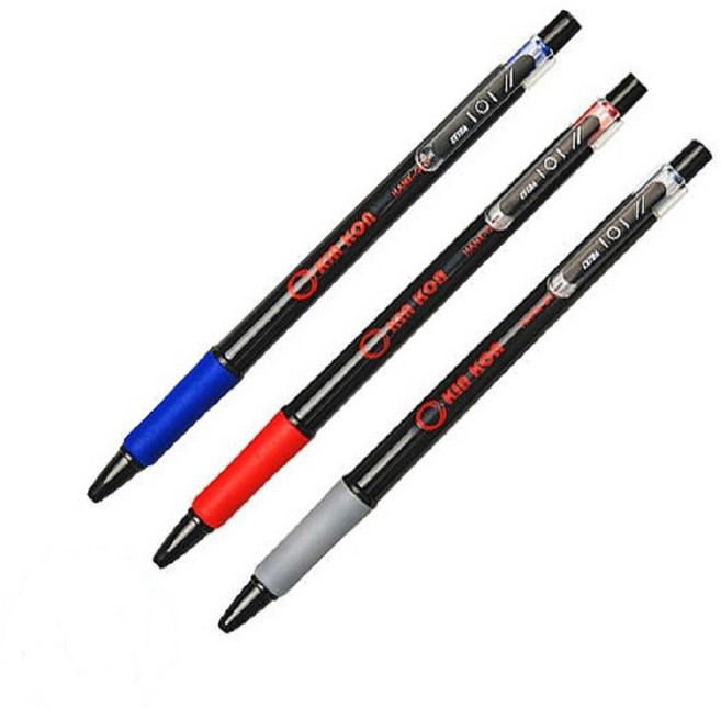 K.J總務部 KIN KON 黑金剛 101 自動原子筆 按壓式 耐摔 雙鋼珠專利結構滑溜好寫, 黑12支,含稅, 1個