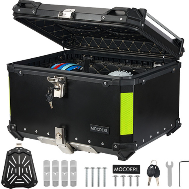 MOCOERL 오토바이 알루미늄 탑박스 85L, 블랙