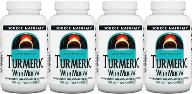 Source Naturals 소스내추럴스 터메릭 심황 강황 플러스 메리바 500mg 캡슐, 120정, 4개 - 쿠팡