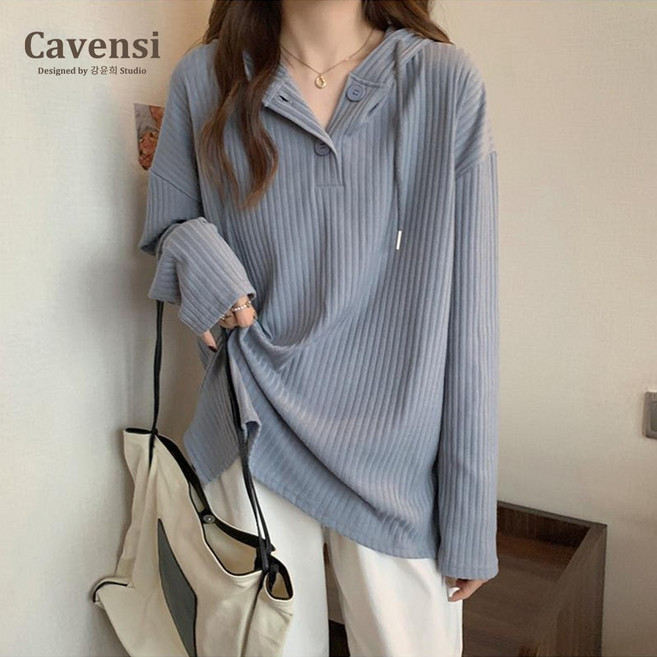 Cavensi 長袖帽t女 大尺碼連帽上衣