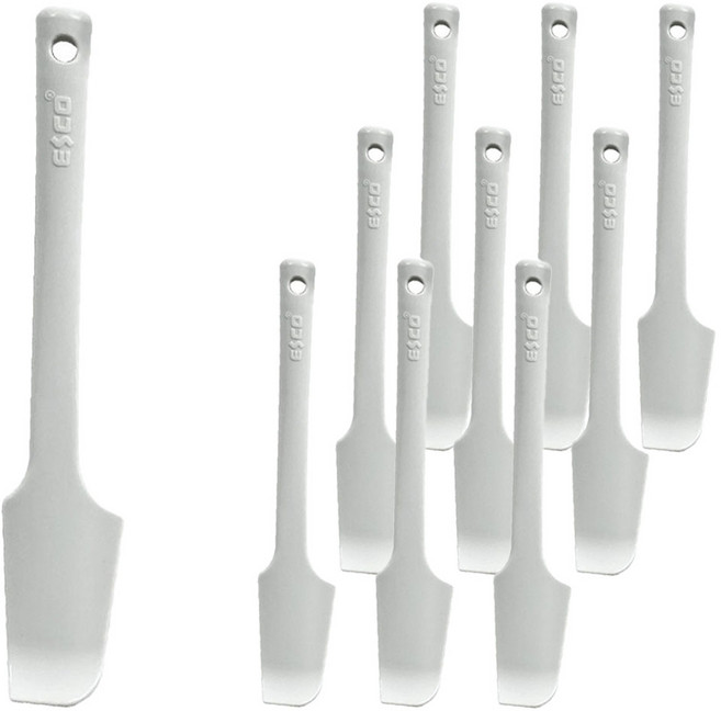 [에스코 ESCO] 통실리콘 알뜰주걱 스파츌라 베이킹 헤라 주방 볶음주걱 스푼, 화이트, 1세트, 소 10개