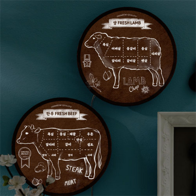 꾸밈데코_LED사인물25R정육점고기부위일러스트(nh931)_LED홍보LED조명LED디자인액자LED벽걸이무드등조명등, 타입4.닭