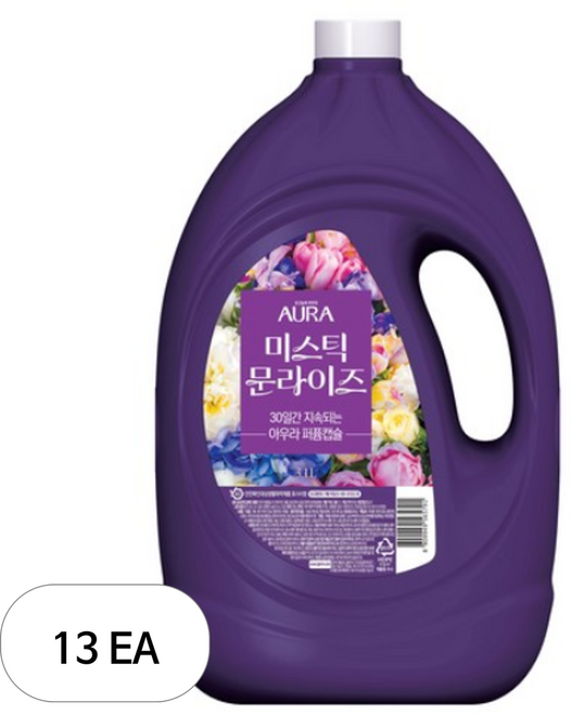 아우라 초고농축 퍼퓸캡슐 섬유유연제 미스틱문라이즈, 3.1L, 13개