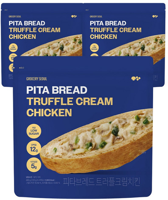 그로서리서울 피타브레드 트러플크림치킨 480g 3봉(12개입) 든든한 식사 대용, 3개
