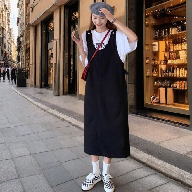 COSYEVNO 여성용 루즈핏 롱 멜빵 원피스 캐주얼 스트리트룩 LFHbdq-3