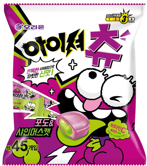 오리온 아이셔츄 포도&샤인머스캣 45개입 과일 캔디 사탕, 193.5g, 14개