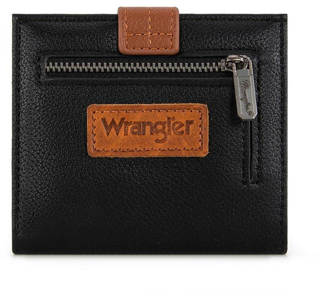 X Wrangler 여성용 작고 얇은 지갑 미니멀리스트 바이폴드 카드 케이스 및 지퍼 동전 포켓이 있는 머니 오거나이저 블랙-브라운 스몰 캐주얼