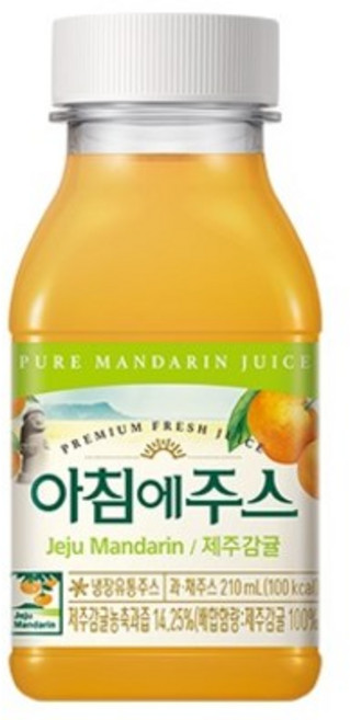 서울우유 아침에주스 제주감귤 210ml(아이스박스포장), 18개, 210ml