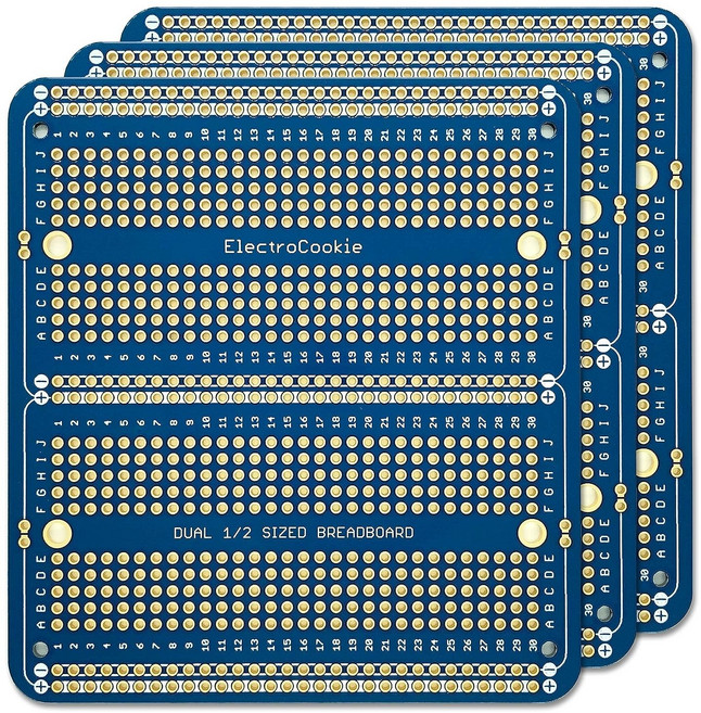 PCB기판 브레드보드형 만능기판 Dual Half Size 아두이노 및 개발용 97x 89mm 3팩, 블루 3팩