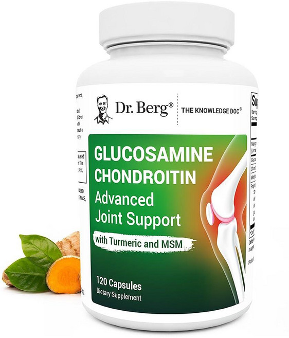 Dr. Berg 글루코사민 콘드로이틴 MSM 강황 및 보스웰리아 - 1500mg 글루코사민 설페이트 함유 고급 관절 지원 보충제 - 120캡슐 포함, 1개, 120정