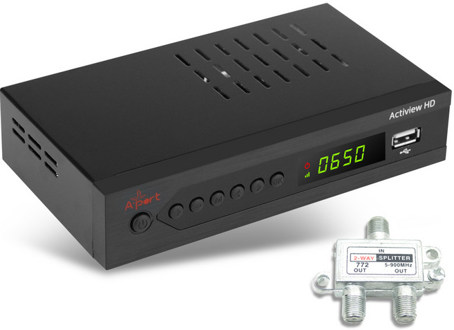 Actiview HD UHD 지상파 TV 수신기 FHD 안테나 셋탑박스, 안테나 분배기 포함, 1개