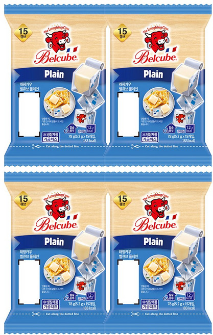 래핑카우 벨큐브 치즈 플레인 15큐브 78g 4개, 75g