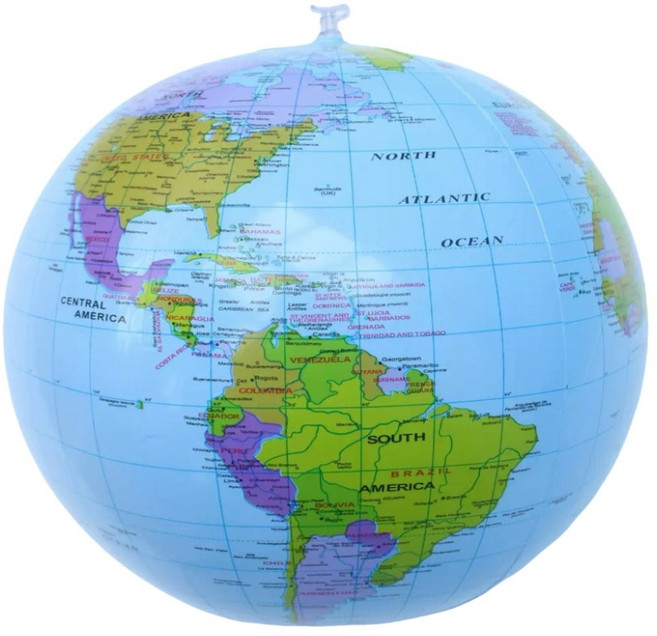 萱寶媽咪baby童裝館 兒童夏季沙灘球 - 彩色、亮片、西瓜造型充氣海灘球, 40公分地球儀球, 1個, 40cm