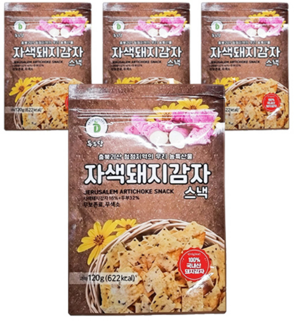 두두담 자색 돼지감자 두부과자 두부32% 스낵, 4개, 120g