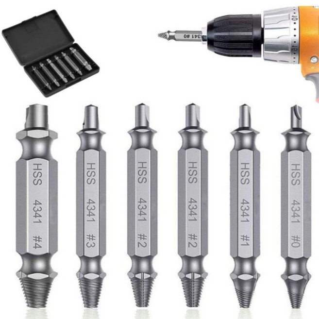 볼트리무버 나사리무버 히다리탭 반대탭 마모나사 볼트제거 비트, 6개