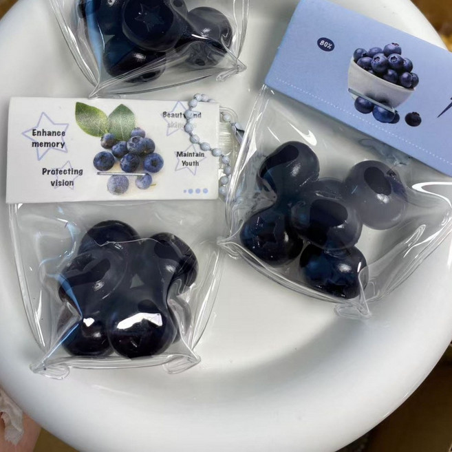 藍莓水果捏捏掛件 紓壓 增強記憶 保護視力 維持青春, 藍莓水果袋捏捏掛件1個, 1個