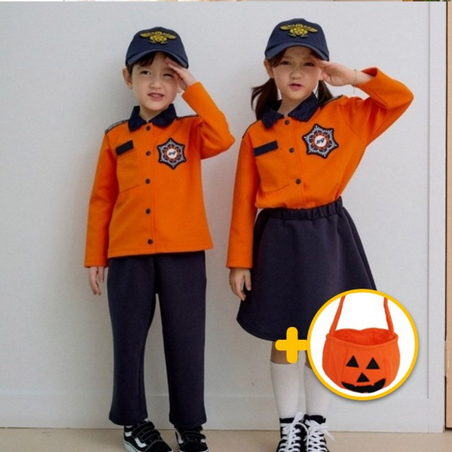 [사은품증정]유아 할로윈 소방관 의상 아기 소방관 상하복 옷