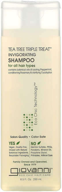 Giovanni Tea Tree Triple Treat 인비고레이팅 샴푸 모든 모발용 250ml(8.5fl oz), 250ml, 1개