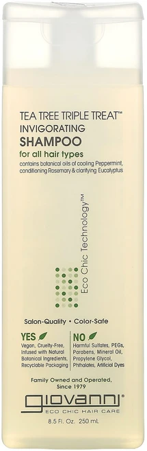 Giovanni Tea Tree Triple Treat 인비고레이팅 샴푸 모든 모발용 250ml(8.5fl oz), 250ml, 1개 - 쿠팡