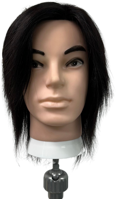 남자 100% 인모 커트 펌 염색 연습용 마네킹 통가발 M02AM, 1개, 검정