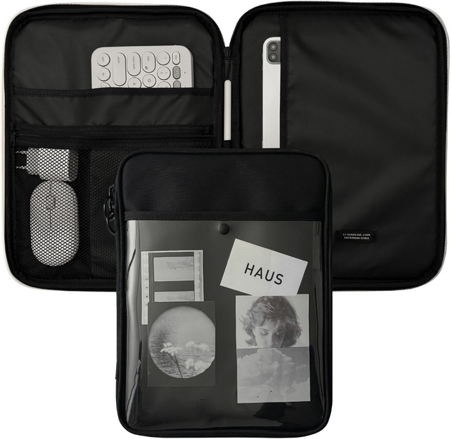 클리어 버튼 아이패드 태블릿 파우치, 블랙, 1개