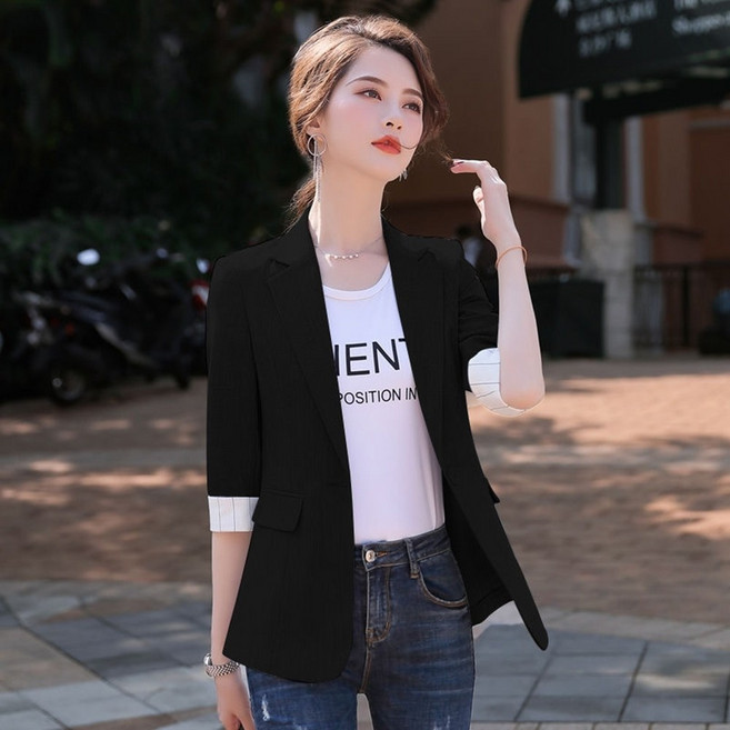 西裝外套休閒西服(中袖薄款垂感春季女外套5色74co41)【時尚巴黎】