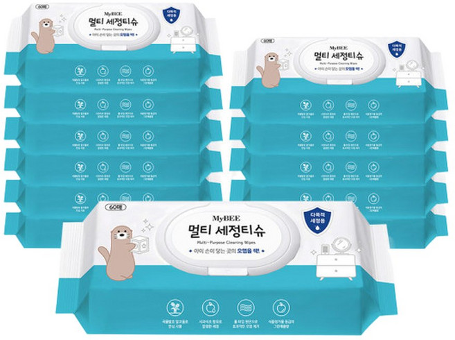 마이비 멀티 세정티슈 캡형 (60매입) 24팩, 24개