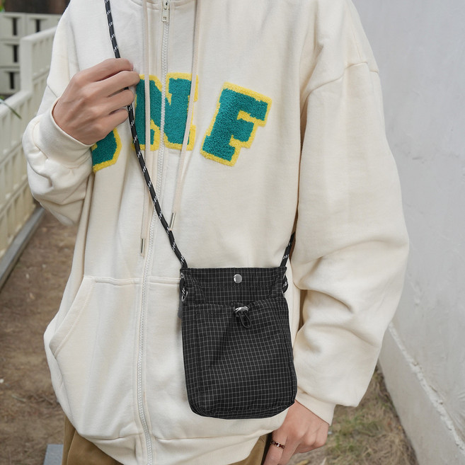 簡約潮流單肩斜挎手機包, 黑色,均碼