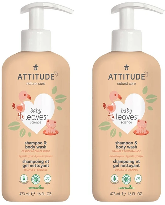 에티튜드 ATTITUDE 베이비 리브즈 사이언스 유아샴푸 앤 바디워시 오렌지&석류향 473ml 2개 - 쿠팡