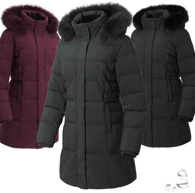 샤인힐즈 겨울 여성 고급 폭스퍼 덕다운 7부 오리털 롱패딩 점퍼 KAD3502