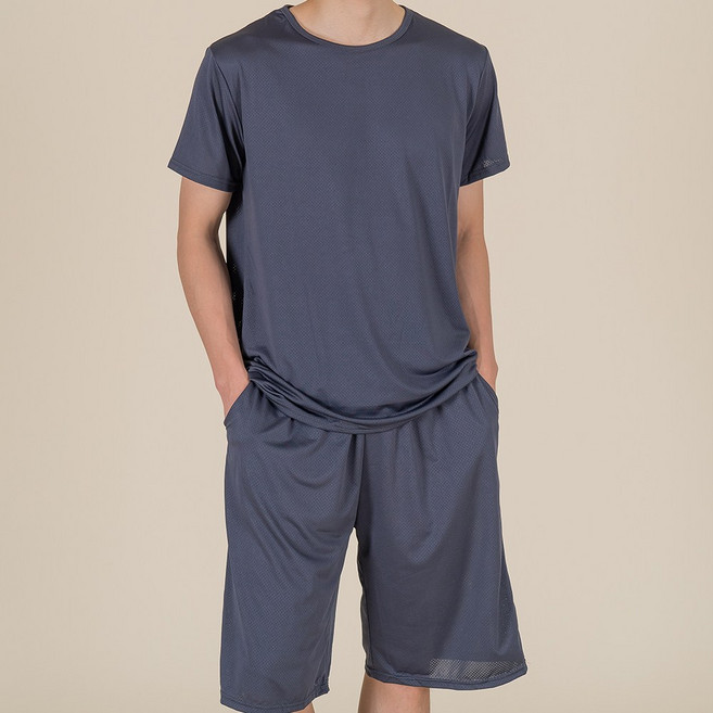 우일 민트코코아 남성용 냉감 도트펀칭 잠옷세트