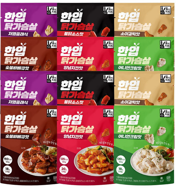 육식토끼 한입 닭가슴살 100g 6종 혼합 12팩, 12개