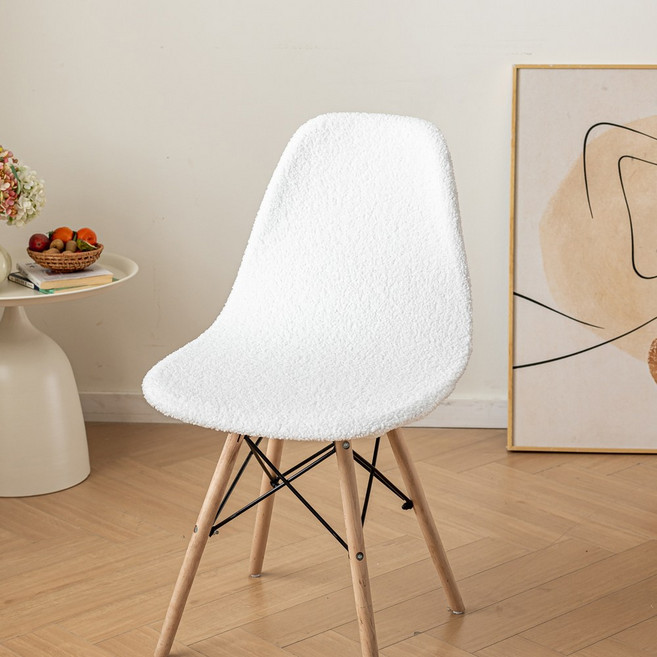 [먼지없는] 커버무드 플러피 에펠 의자 커버 2P, 화이트, 1개