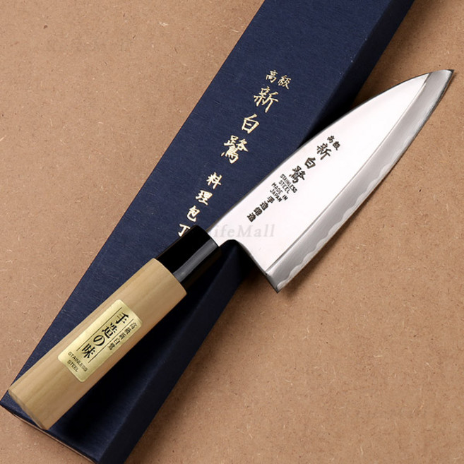 일본 고급 신백로 단조 440 양면 카스미 데바 150mm 생선칼 회칼, 데바 (우수용), 1개