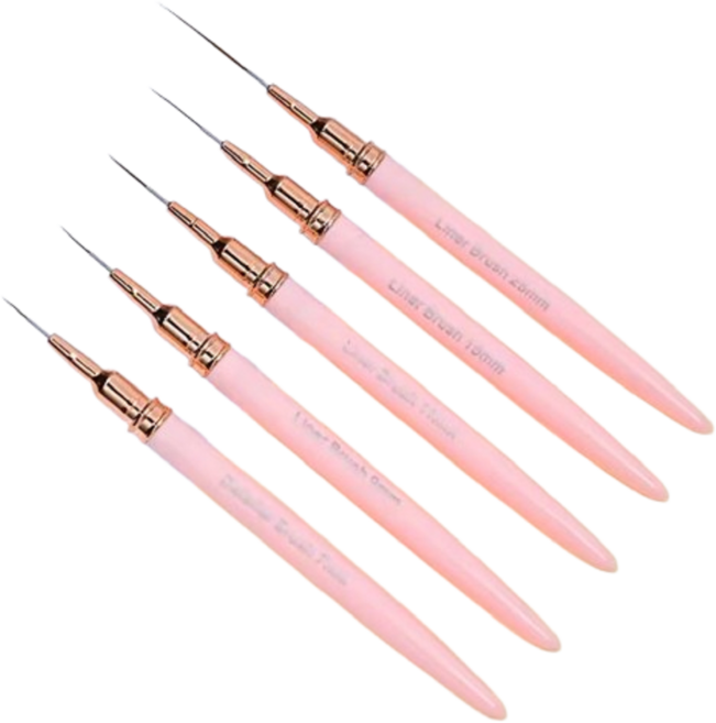 키넬아트 네일아트 페인팅 라이너 브러쉬 5종 세트, 1세트, 핑크