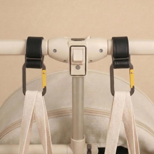 와티케 유모차 자전거 가방 걸이 가죽 스트랩 카라비너, 2개, 블랙