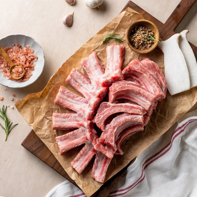 국내산 돼지 등갈비 500g [냉장] 쪽갈비 통갈비 덩어리 흙향돈한우, 덩어리(통갈비) 500g, 1개