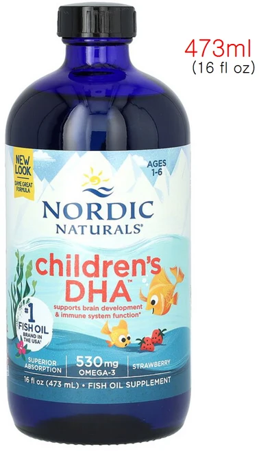 노르딕내츄럴스 칠드런스 DHA 어린이 오메가-3 530mg 스트로베리, 1개, 473ml - 쿠팡