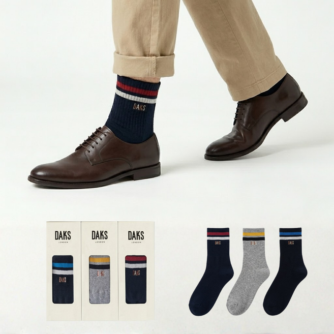 닥스 신사 컴캐 중목 두줄 링글 양말 3족 세트 백화점 정품