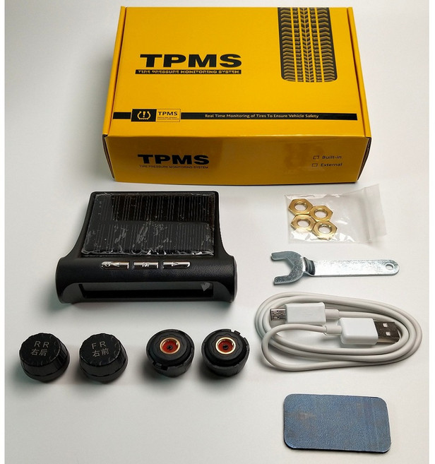 TPMS 無線太陽能胎壓偵測器 真人語音提示 胎溫胎壓監測, 1個, 彩屏