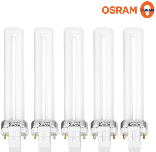 오스람 삼파장램프 DULUX S FPX 2핀 13W - 5개입 세트, FPX 13W 주광색 - 5개입 세트, G24, 5개