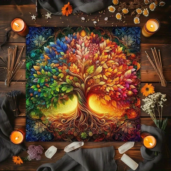 유니버셜웨이트 타로카드 동양 색채 전화 클럽 주역 신점 신년 게임 VIKAMA 타로 별빛 식탁보 태양과 달 구, 02 75X75(2.5X2.5FT, 03 YLB-544