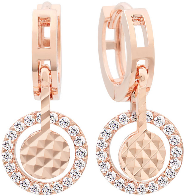 라울스톤 여성용 14K 로즈골드 더블 펜던트 금침 드롭 원터치 귀걸이 JK247 + 케이스