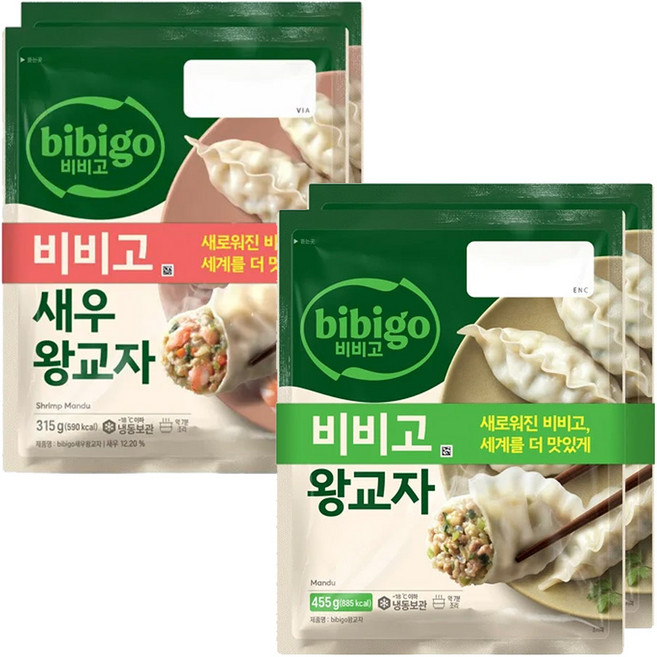 CJ 비비고 왕교자 455g X 2봉 + 새우왕교자 315g X 2봉, 1세트, 1.54kg