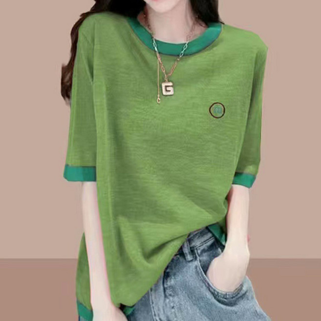 드마엘 프렌 찰랑 배색 데일리 반팔 티셔츠 (6color)+델로나