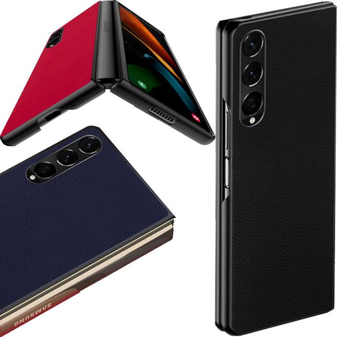 갤럭시 Z 폴드 4/3/2 수제 가죽 슬림 하드 케이스 갤 지폴드 소가죽 패턴 범퍼 폰케이스 F936 F926 F916