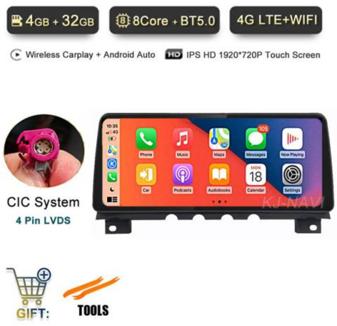 카플레이모니터 안드로이드 지능형 올인원 12.3 인치 터치 비디오 BMW 7 시리즈 F01 F02 2009-2015 C, 1) CIC 4G 32G