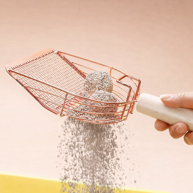 소피네 핑크스테인리스 고양이 모래삽, 1개, 로즈골드